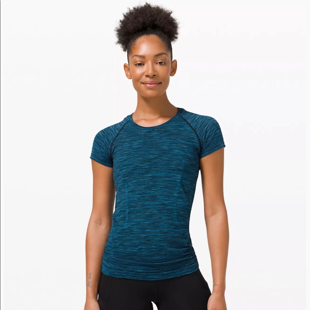 SOLD Lululemon Swiftly Tech Short Sleeve, size 6, Prism Stripe, NWT